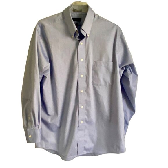 IZOD Easy Care Cotton Long Sleeve Button Down Blue Shirt Men's Large - Picture 1 of 9